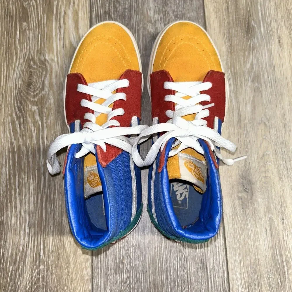 Vans Sk8-Hi Pro Classics Red Yellow Blue Green Suede Skate Shoes Youth US Size 5